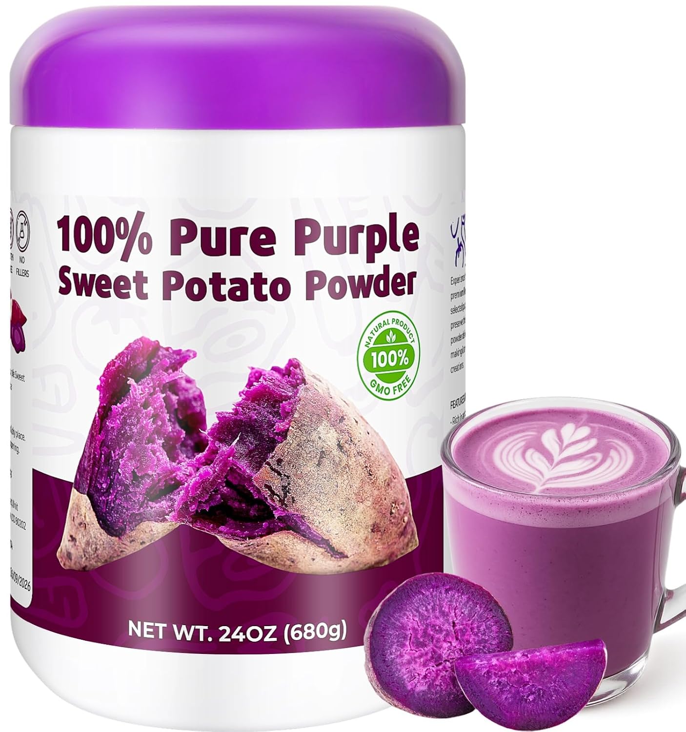24oz Pure Purple Sweet Potato Powder, 100% Natural Food Coloring for Baking