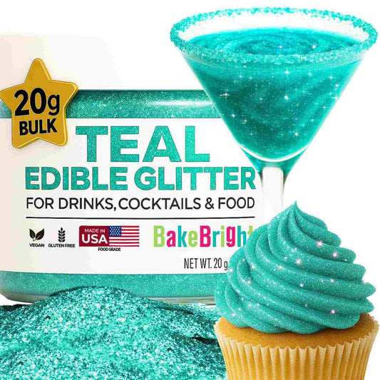 Bulk 20g Light Blue Edible Glitter for Drinks | Premium Edible Glitter for Cakes, Cocktails, Light Blue Cake Decorating