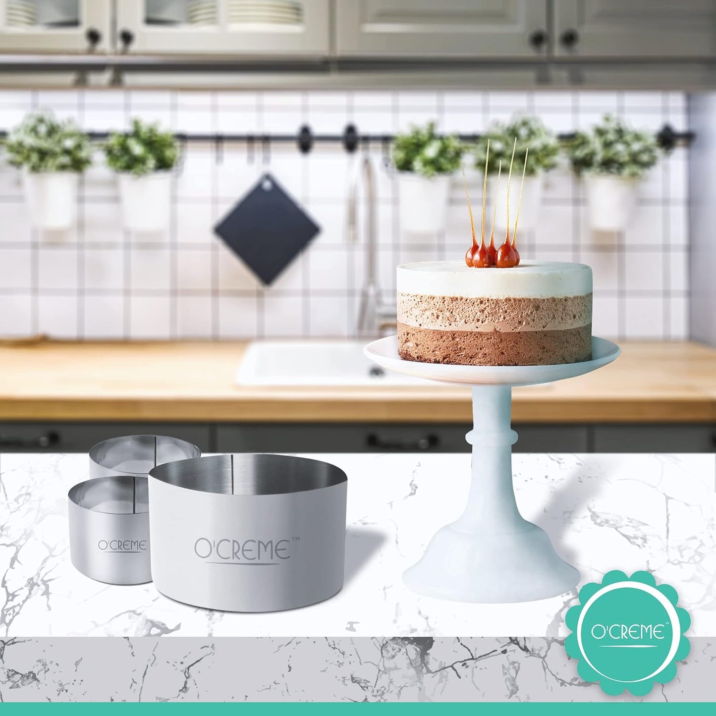 O'Creme Cake Ring Sturdy Stainless Steel Round Mousse Cake Ring Mold for Baking, Dessert Cake Decorating Pastry Rings 3 Inch Diameter x 2-1/2 Inch High