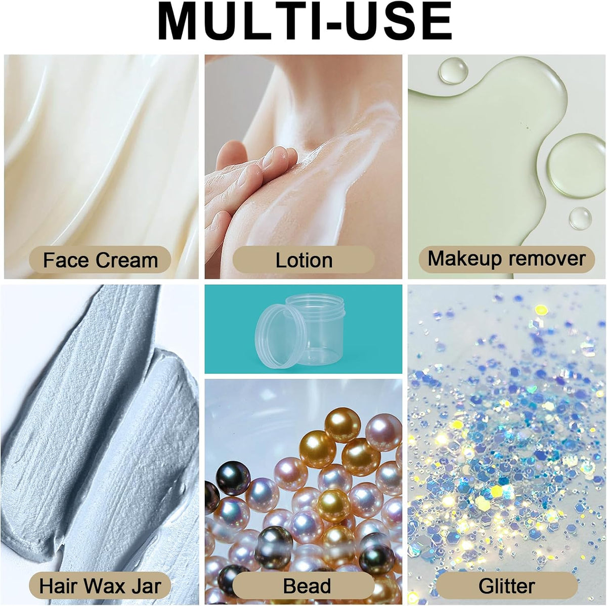 TSA Approved Wide Mouth Travel Size Containers, PP Clear &amp; White Leak Proof Travel Plastic Jars with Lids for Creams Lotion Cosmetic, Jewelry Beads, Sample, Small Items Storage (1 oz, 8 Pcs)