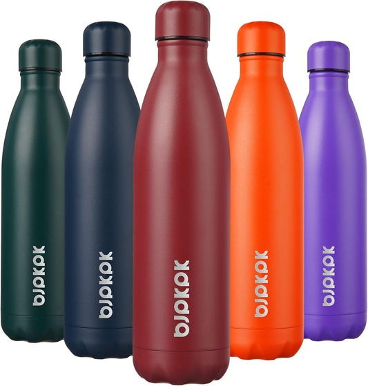 BJPKPK Stainless Steel Water Bottles 25oz Insulated Water Bottle Keep Cold And Hot, Brick Red