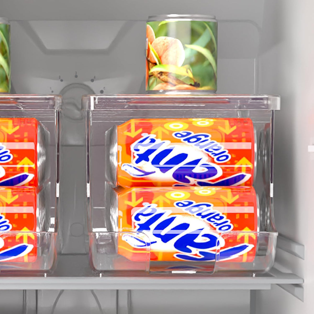 4 Pack Soda Can Organizer for Refrigerator, Stackable Canned Food Pop Cans Container Can Holder Dispenser with Lid for Fridge Rack Freezer, Clear Storage Bins-Holds 12 Cans Each (Transparent)