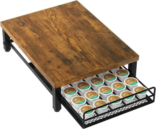 IBUYKE Wooden Coffee Pod Holder for K-Cup, 35 Capacity Capsule Pods Storage,Mullti Coffee Pod Drawer,Home Kitchen Counter