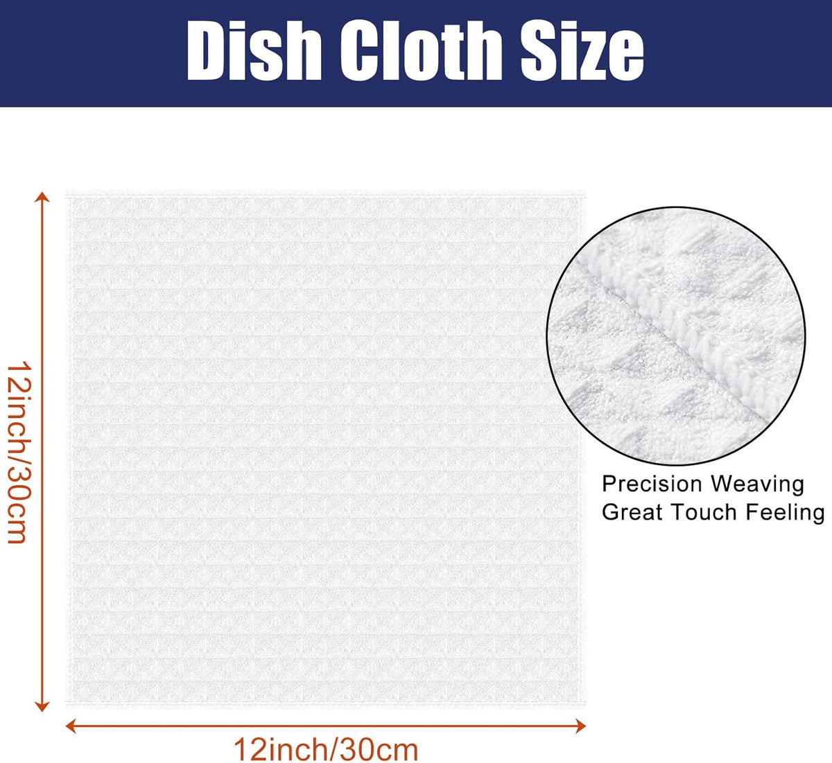 Homaxy Microfiber Waffle Weave Kitchen Dish Cloths, 12 x 12 Inch Ultra Absorbent and Solid Color Dish Towels for Kitchen Fast Drying Dishcloth for Washing Dishes, 12 Pack, White