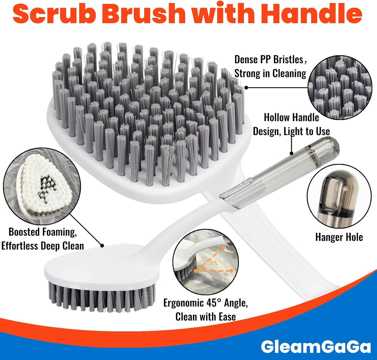 3 Pack Shower Brush for Cleaning, Heavy-Duty Scrub Brush Set for Bathroom