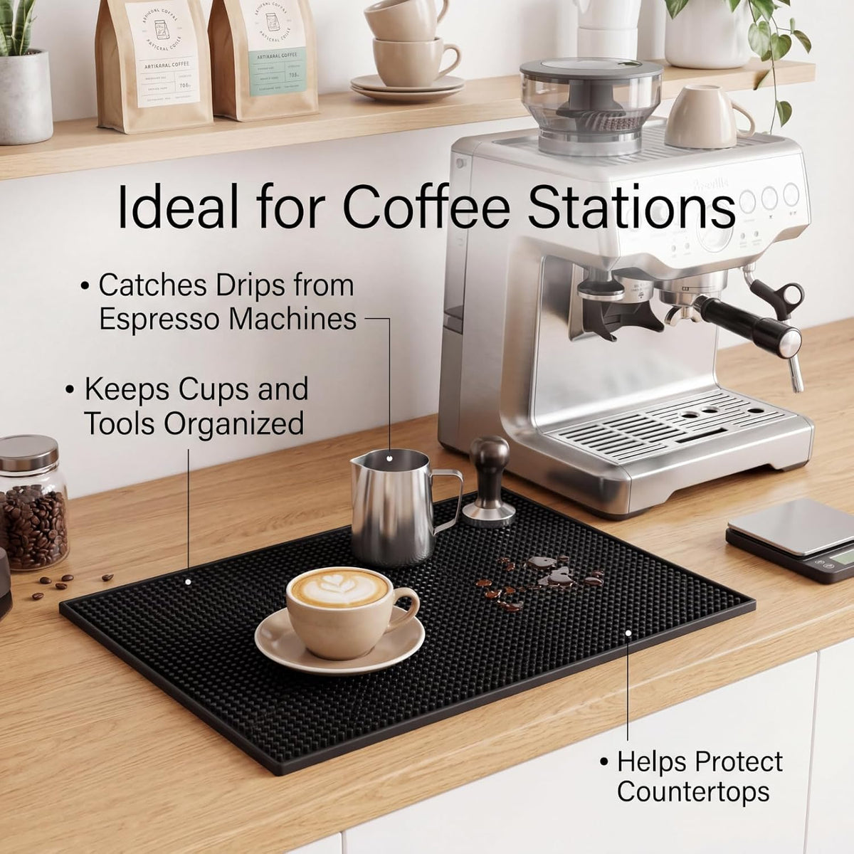 Tioncy 18 Pack Bar Mats, 18 x 12 Inch Black Countertop Service Liners