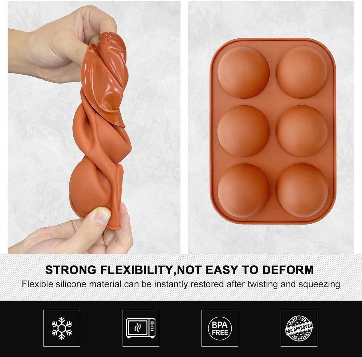 Silicone Hot Chocolate Bomb Mold Medium Semi Sphere Silicone Mold, 2 Packs Half Sphere Silicone Baking Molds for Making Chocolate, Cake, Jelly, Dome Mousse