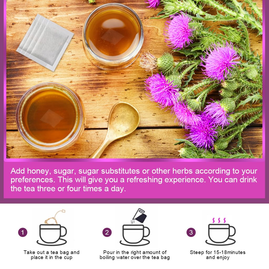 Organic Milk Thistle Tea Bags, 40 Teabags, 3g/Bag - Supports Liver Function, Liver Detox and Overall Health, Certified Free