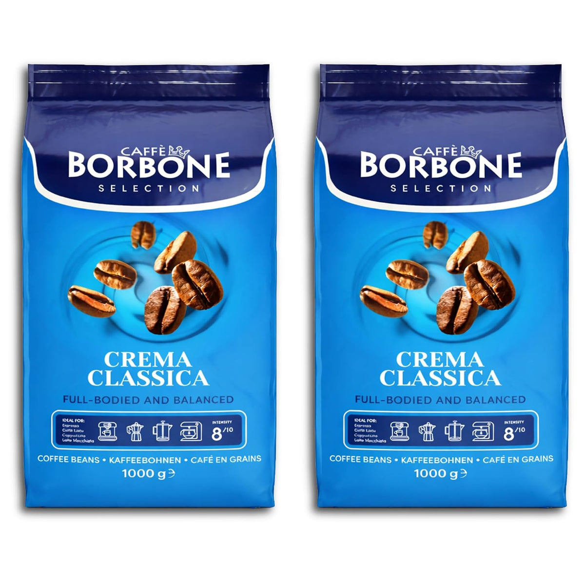Caffè Borbone Crema Classica Whole Bean Coffee, Arabica and Robusta Blend, Medium Roast, 2.2 lb Bag (Pack of 2)