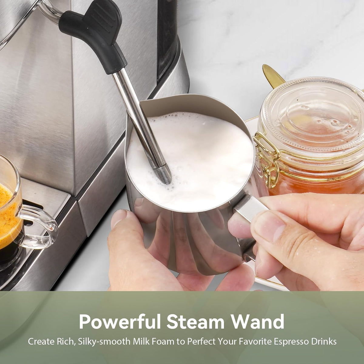Gevi 20 Bar Compact Espresso Machine for Home,Latte、Cappuccino Coffee Maker | BPA-free;34oz Water Tank;Built-in Pressure Gauge;with Compatible Accessories;Can Make Americano;Easy to Clean;with Steam Wand