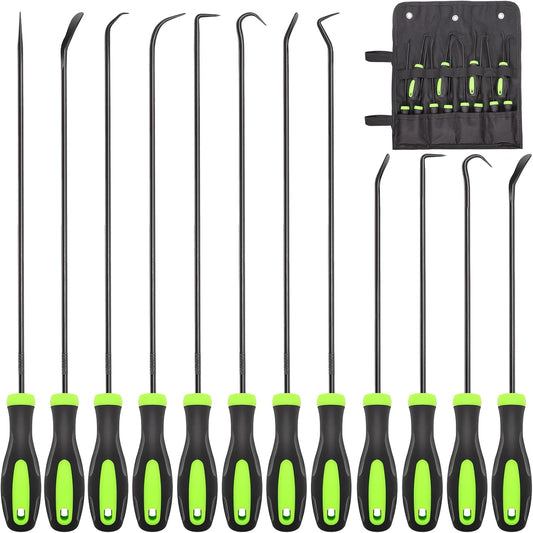 12PCS Automotive Hook and Pick Tool Set,Long & Mini Precision Puller Remover Tool Kit for Auto O-Ring,Seal & Gasket