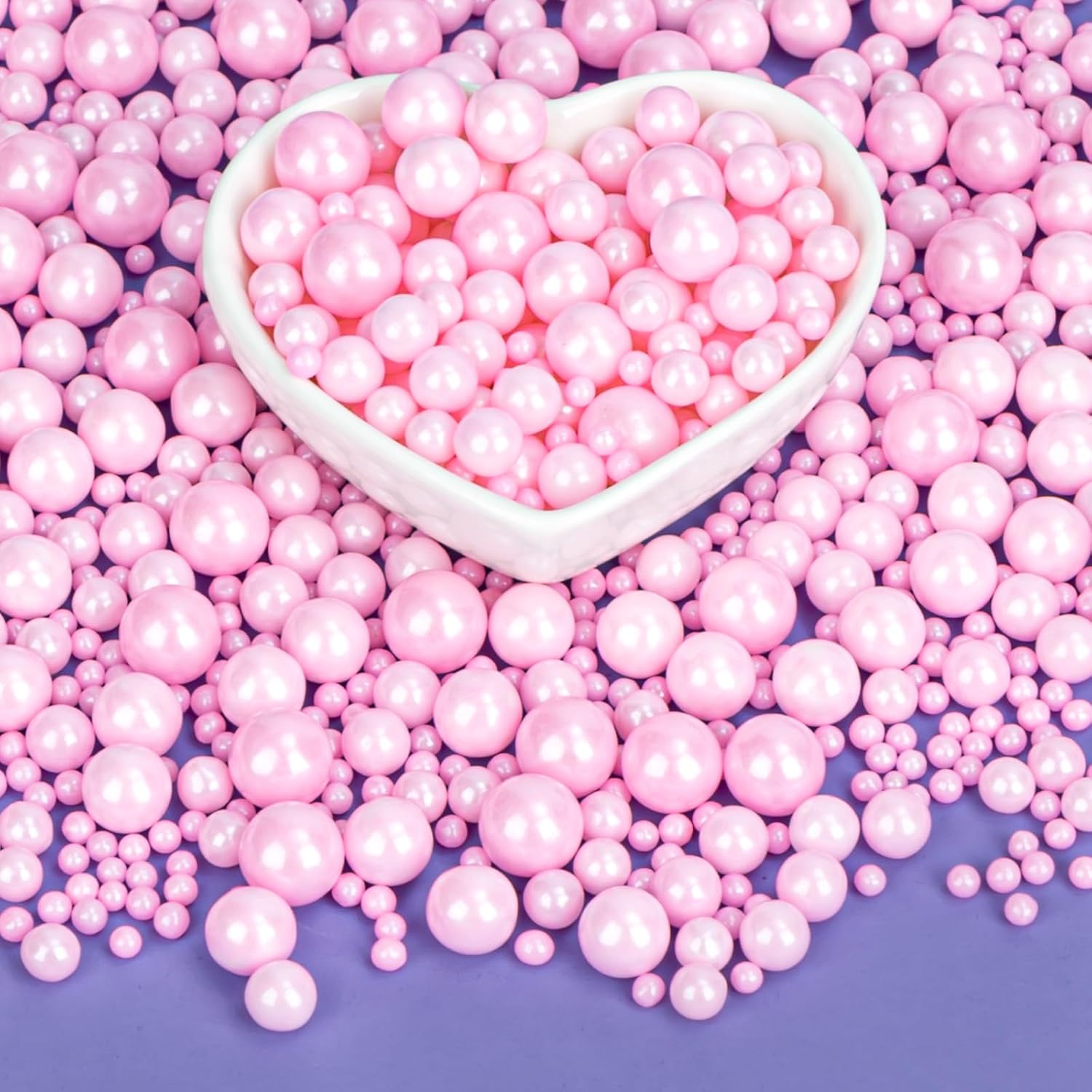 Twisweet Pink Pearl Sprinkles for Cake Decorating, Edible Sugar Pearls for Baking, Mix Size, Cake To
