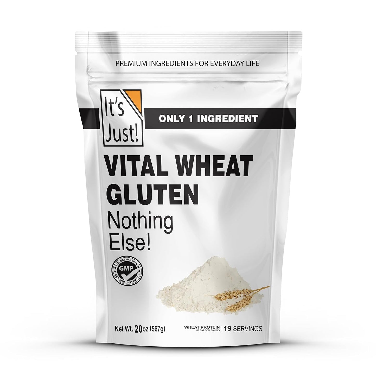 It's Just! Vital Wheat Gluten Flour - High Protein, Vegan, Low Carb, Keto Friendly - 20 oz