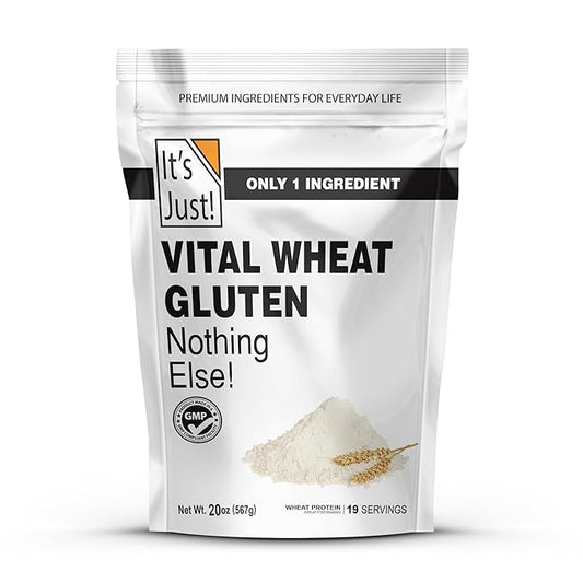 It's Just - Vital Wheat Gluten, 1.25lb, High Protein Wheat Flour, Vegan Friendly Seitan, Low Carb Bread, 20oz