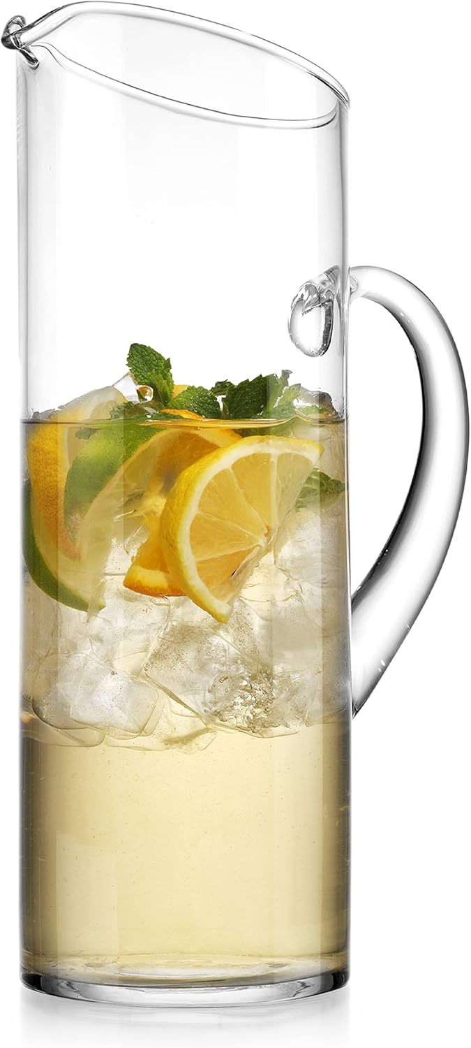 Glass Water Pitcher with Spout – Elegant Serving Carafe for Water, Juice, Sangria, Lemonade, and Coc
