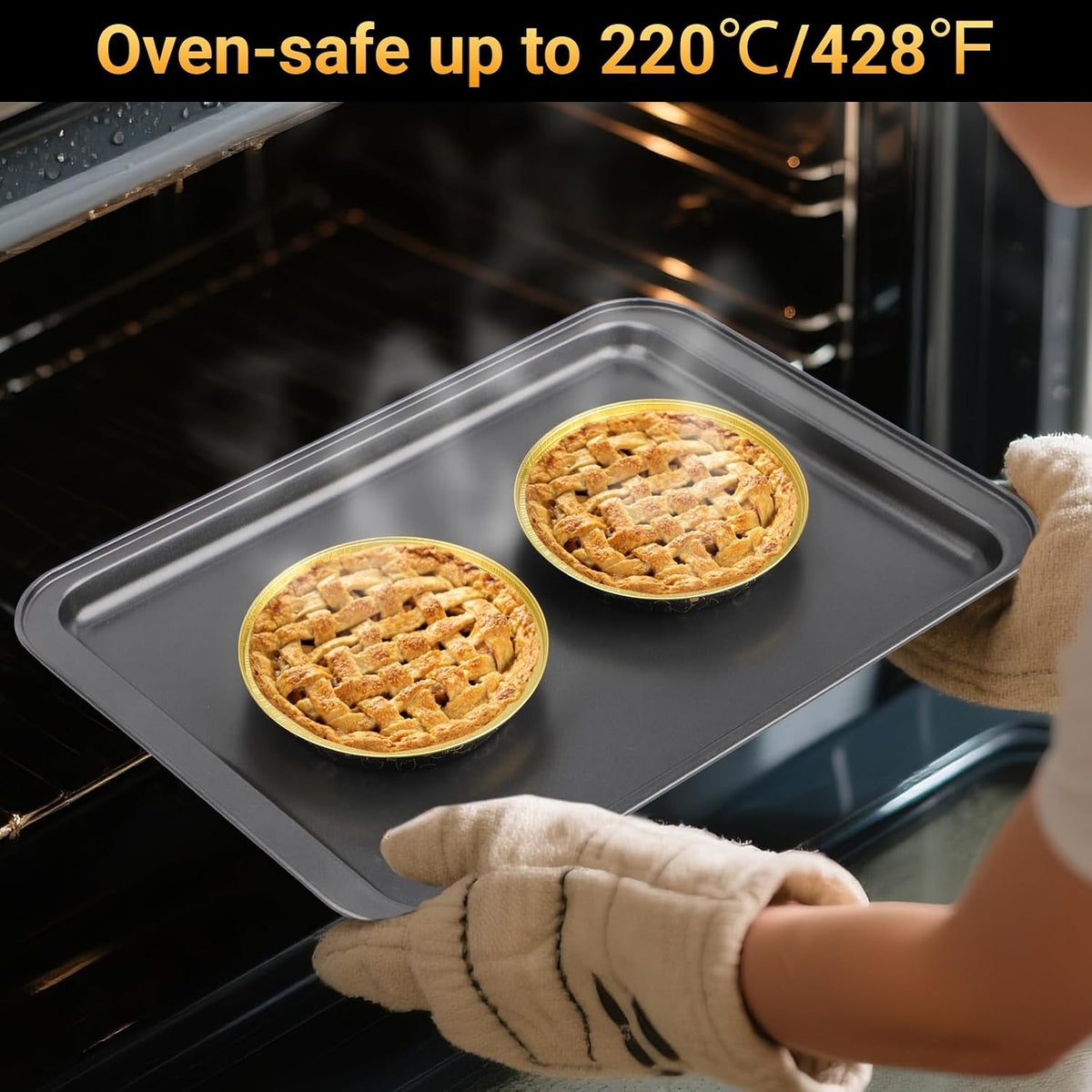 EUSOAR Mini Pie Pans with Lids, 25pcs 6 Inch Small Aluminum Pans Pie Pan Baking Cups, 10oz Muffin Liners Foil Ramekins Cupcakes Liners Bread Pudding Round Holders Cups for Wedding Birthday Party