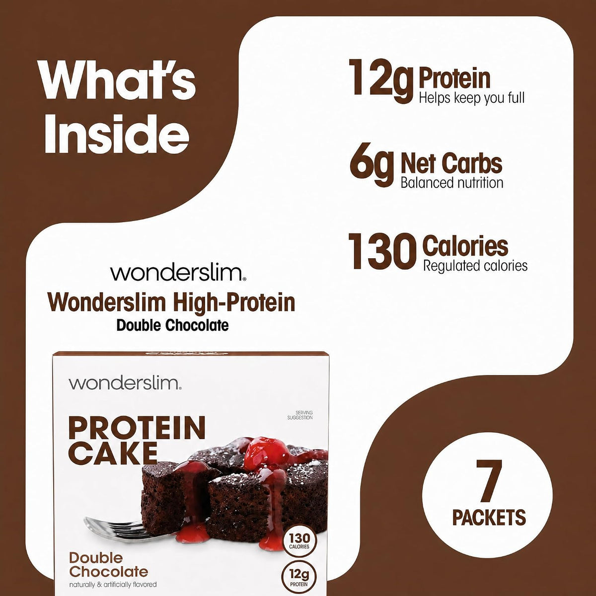 Wonderslim High Protein Cake Mix, Gluten-Free, 7ct (Double Chocolate Cake)