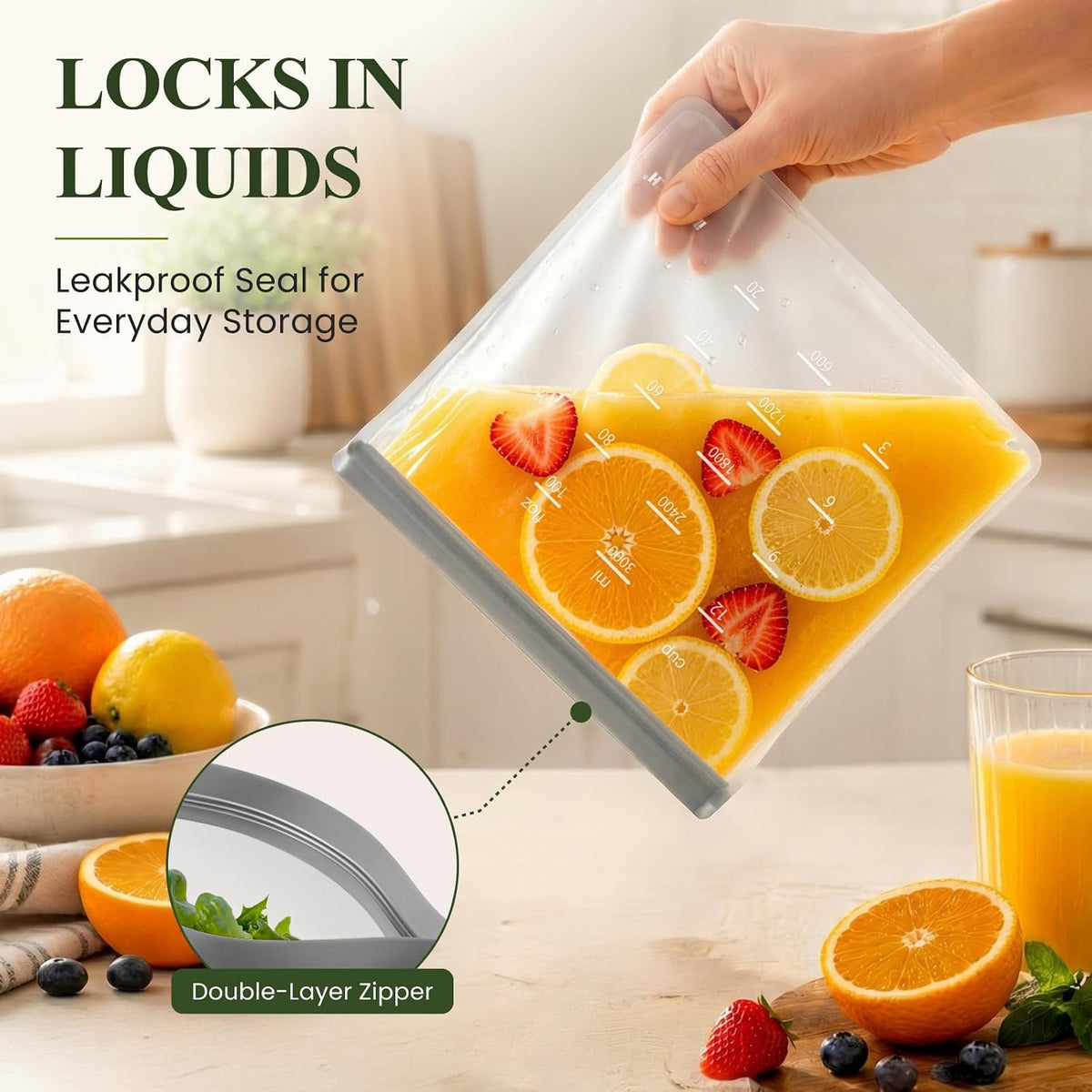 Dishwasher Safe Reusable Storage Bags Stand Up - BPA Free Reusable Sandwich Bags - Leakproof Gallon Freezer Bags, Silicone Food Storage Bags - Multicolor 3 Gallon + 3 Sandwich + 3 Snack Bags