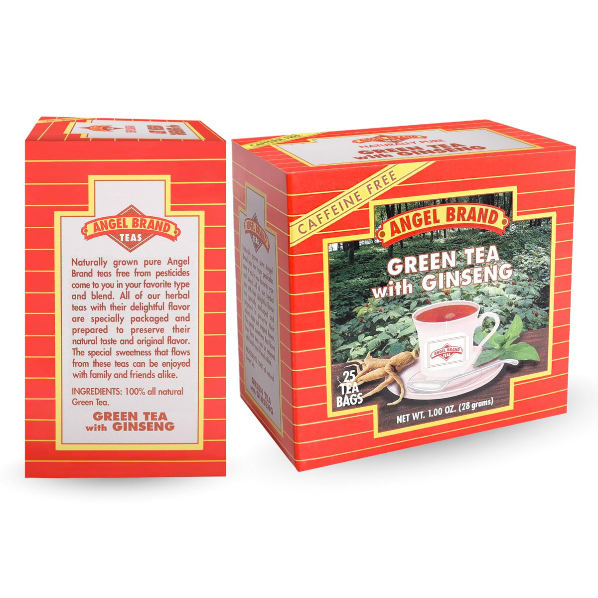 Green Tea with Ginseng Bags | 25 Count | 3 Pack | Smooth Balanced Taste | Green Tea &amp; Ginseng Blend