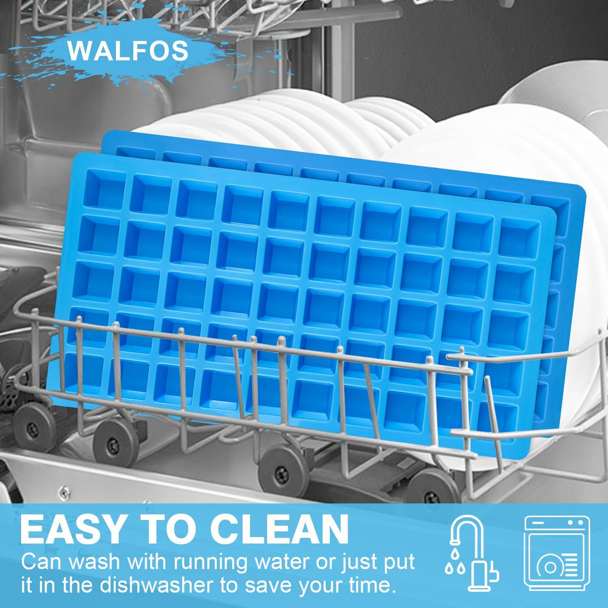 Mini Square-Terrace Silicone Chocolate Molds 50 Cavities - Walfos Non Stick Silicone Candy Molds, Silicone Molds for Chocolate, Candy, Gummy, Jelly, Ice Cubes, Food Grade &amp; Dishwasher Safe, 2 Packs