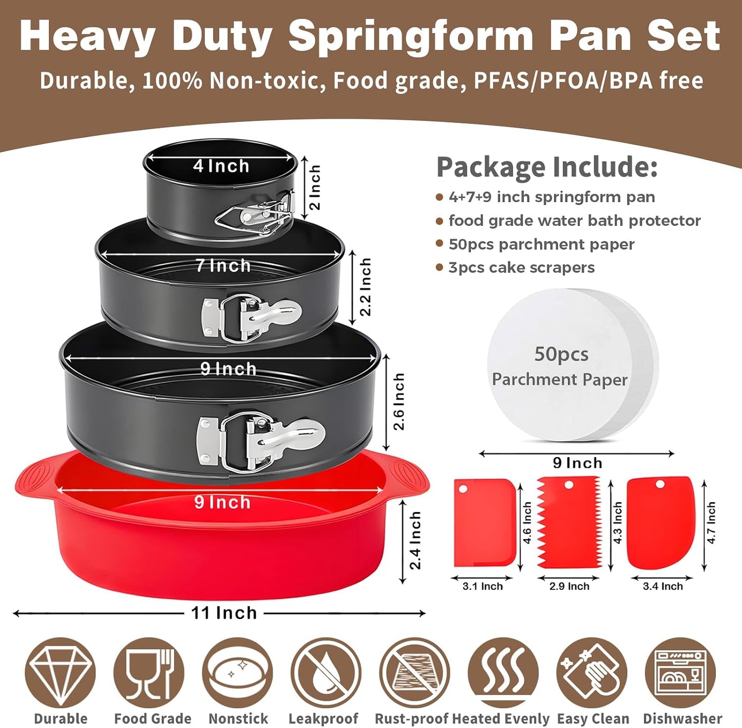 Nonstick 4 7 9 Inch Springform Pan Cheesecake Pan with Protector