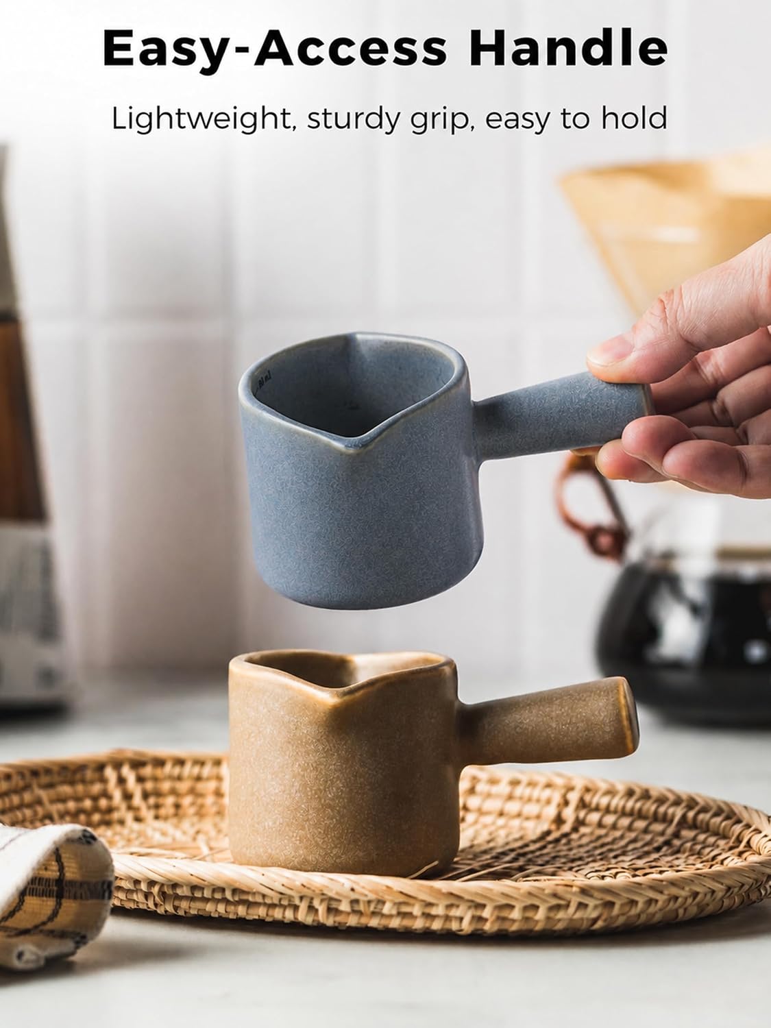 Espresso Cups Ceramic, Espresso Measuring Cups with Handle 3 OZ