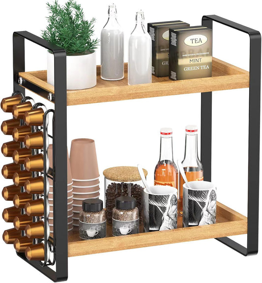 LEMIKKLE Coffee Station Organizer,Compatible with Nespresso Classic Pods 24pcs, Coffee Bar Accessories and Cup Storage