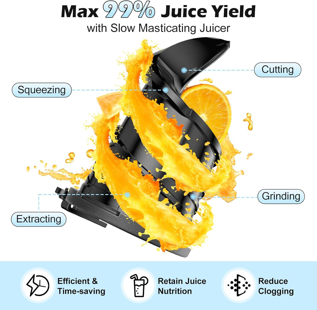 Juicer Machines with 5.8" Large Feed Chute, Cold Press Juicer For Whole Vegetables and Fruits, 400W Professional Slow Masticating juicer Easy to Clean for Batch Juicing (Titanium Gray)