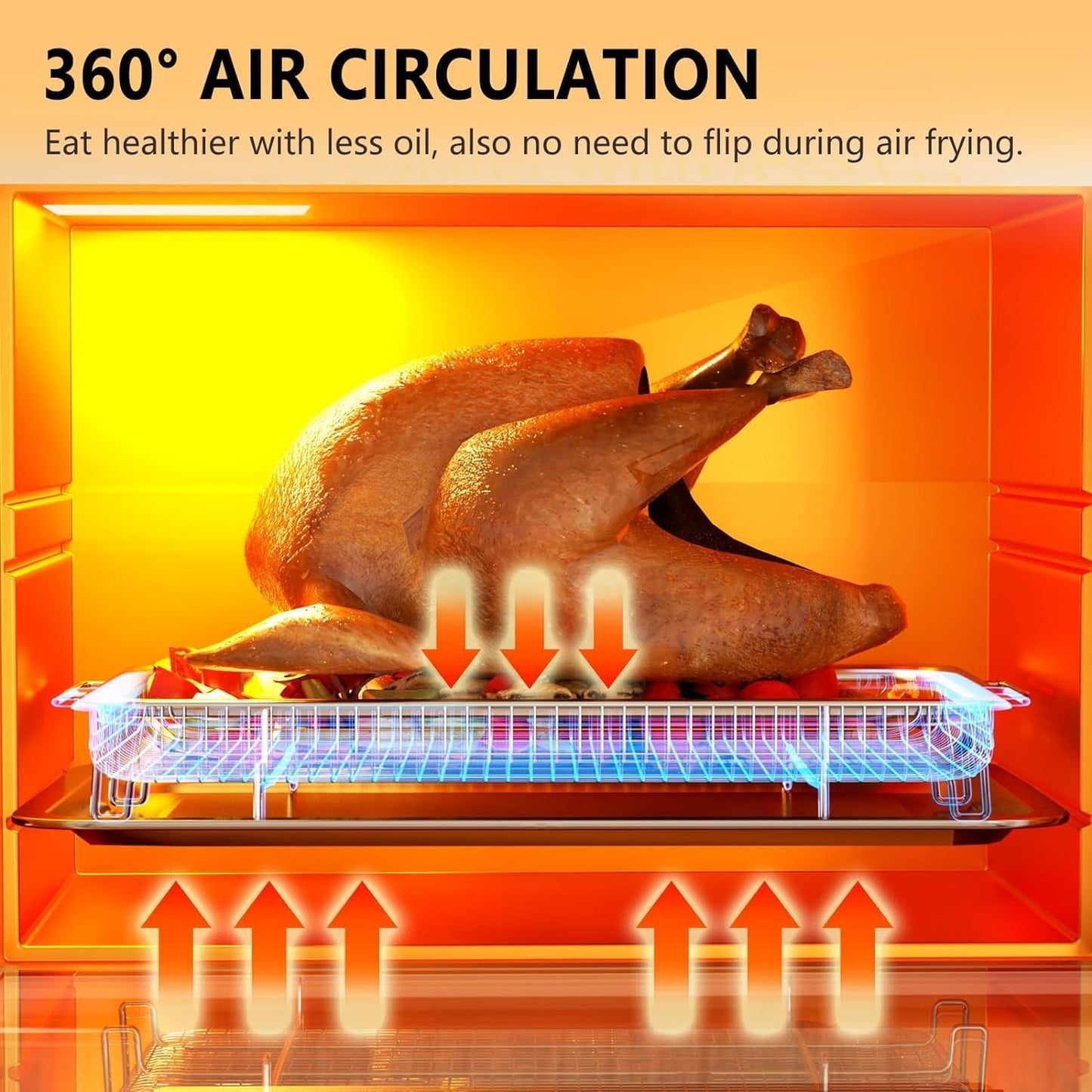 OPENICE Air Fryer Basket for Oven, 3 Set Oven Air Fryer Basket and Tray
