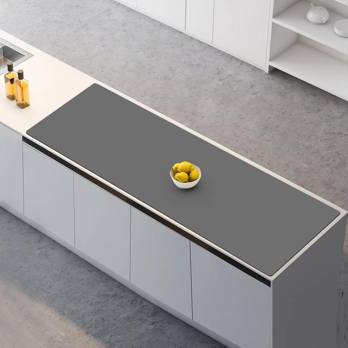 Large Silicone Mats, 78.7”x15.7” Extra Large Silicone Heat Resistant Mat, Countertop Protector, Nonstick Waterproof Mats for Kitchen Counter, Shipped Rolled Up Kitchen Counter Mat, Dark Gray