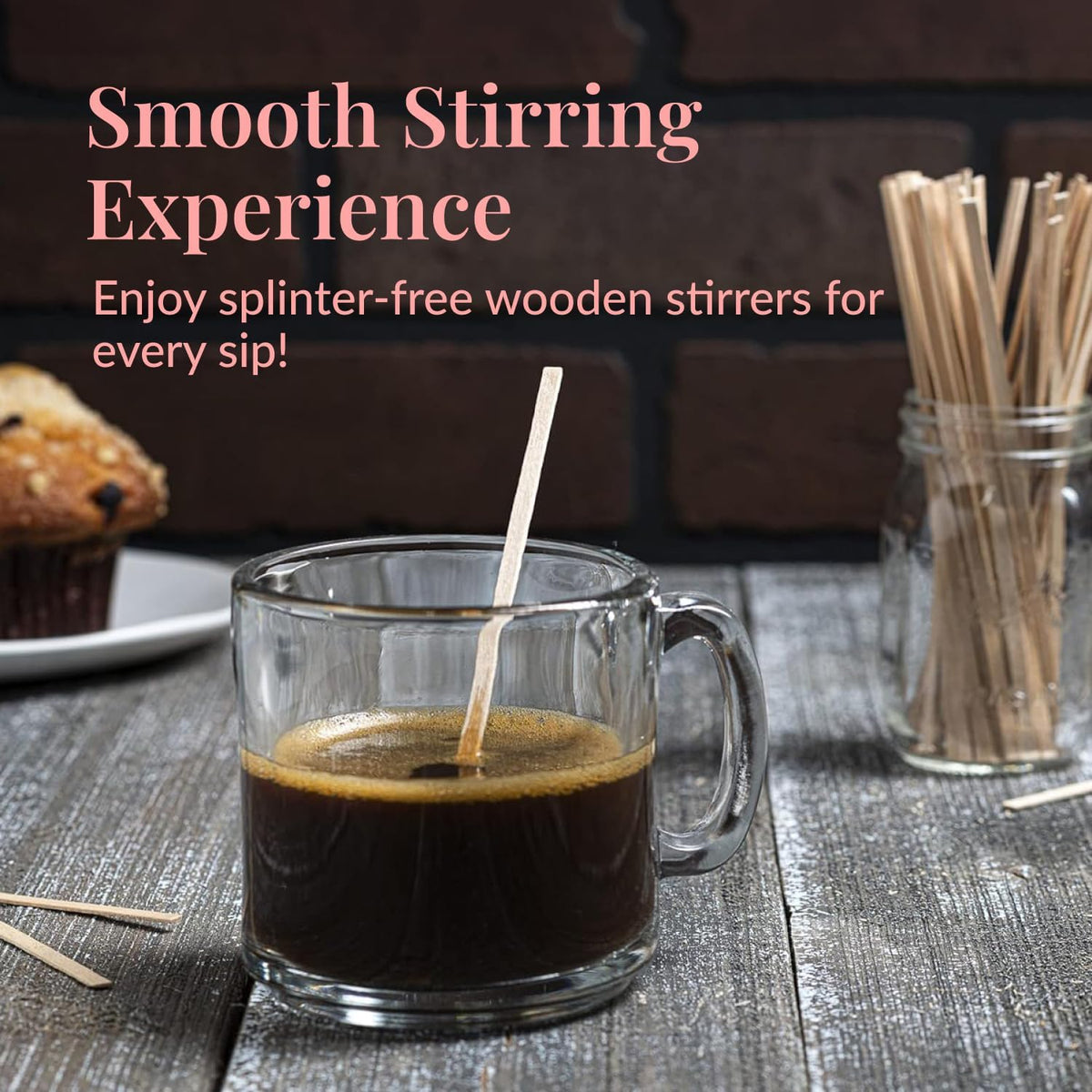 1000 Wooden Coffee Stirrer by Prestee - Disposable 5.5 inches Long Wooden Stir Sticks for Coffee and Cocktails - Smooth