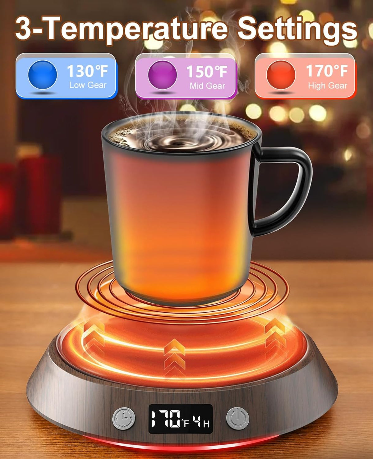 Kepwam Mug Warmer for Desk, Coffee Warmer with 3 Temp Settings &amp; 2-9H Timer