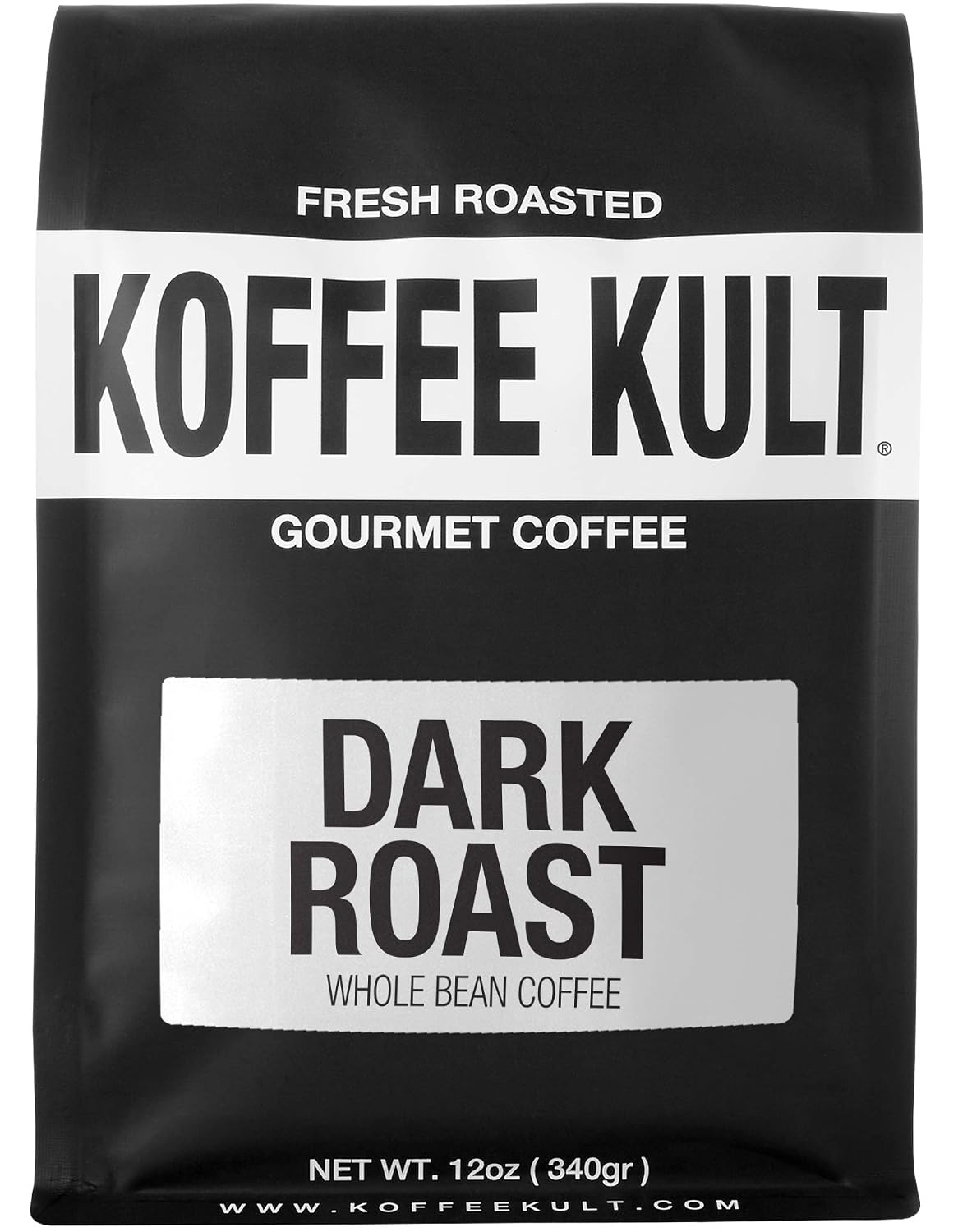Koffee Kult Dark Roast Coffee Beans - Rich &amp; Bold with Chocolate &amp; Cinnamon Notes, Smooth Finish 100% Arabica, Ethically Sourced Resealable 12oz package