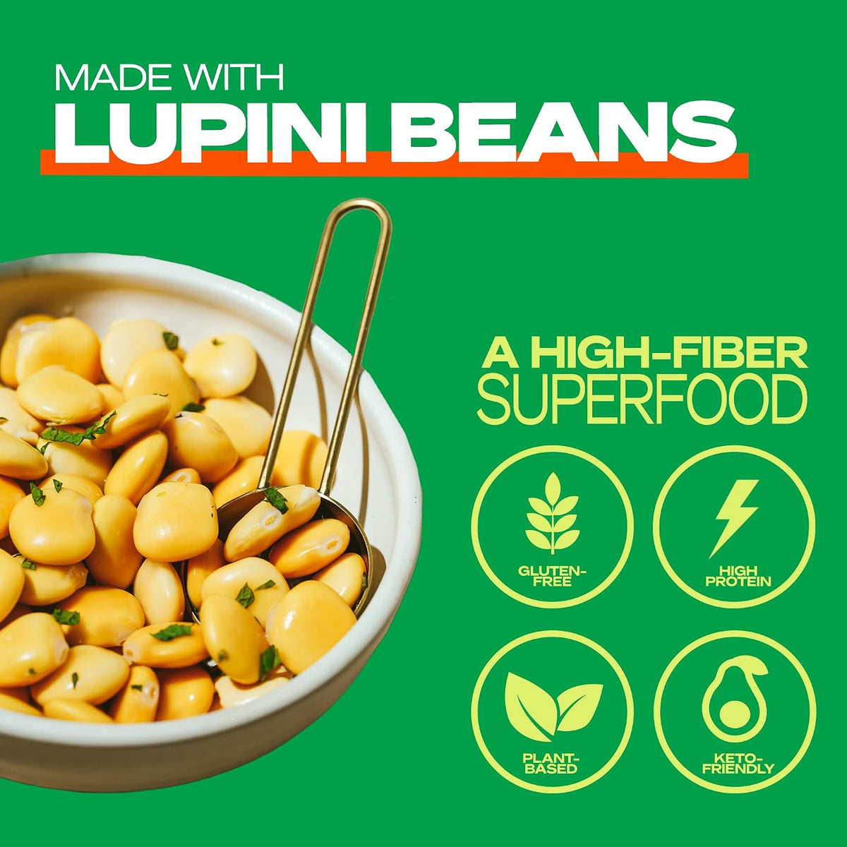 Kaizen Lupin Flour 2lbs, 12g Protein, 1g Net Carb, Keto, Gluten-Free Baking | High Fiber Ground Lupini Bean Flour, Low Carb, Low-Glycemic, Keto-Friendly, Plant-Based, Soy-Free, Non-GMO, Vegan