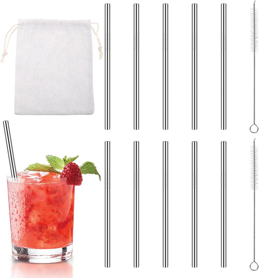 10 Pack 4.7 Inch Short Metal Cocktail Straws Reusable Stainless Steel Straws Drinking Straws Steel Straws Drinking with