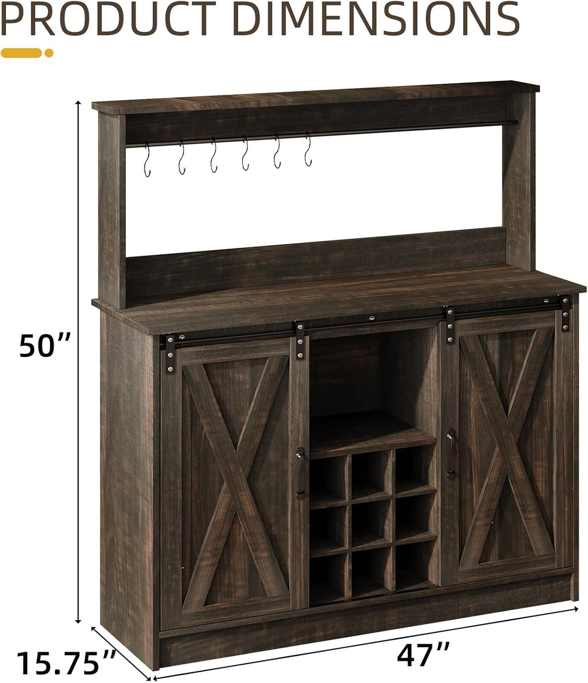 4ever2buy 47" Coffee Bar Cabinet with Storage Hutch & Wine Rack
