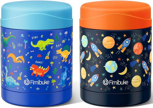 Fimibuke Insulated Kids Food Jar, 2 Pack 12 OZ Bpa Free Stainless Steel Vacuum Thermos for Hot Cold Food, Leakproof Snack
