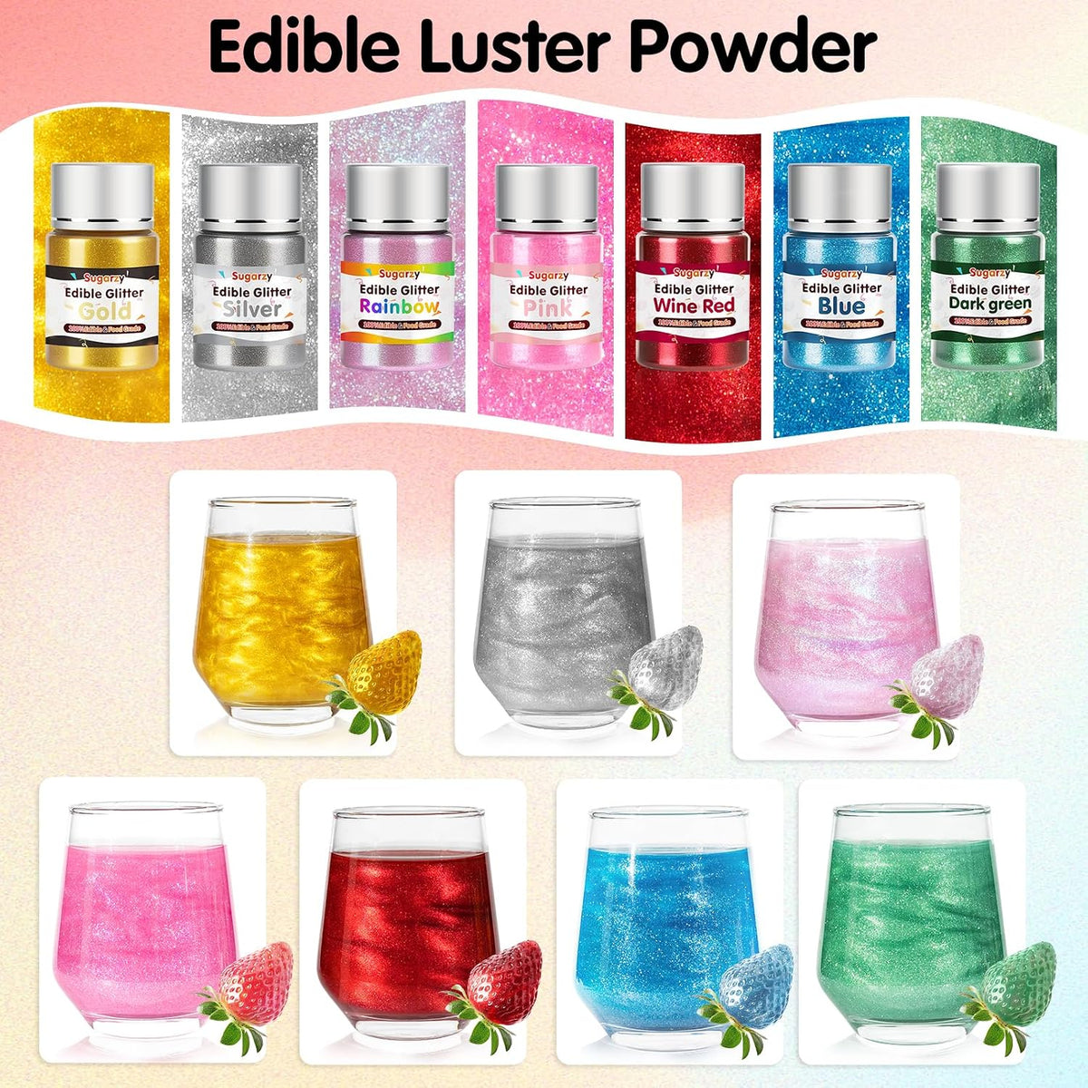 Edible Pink Glitter for Drinks