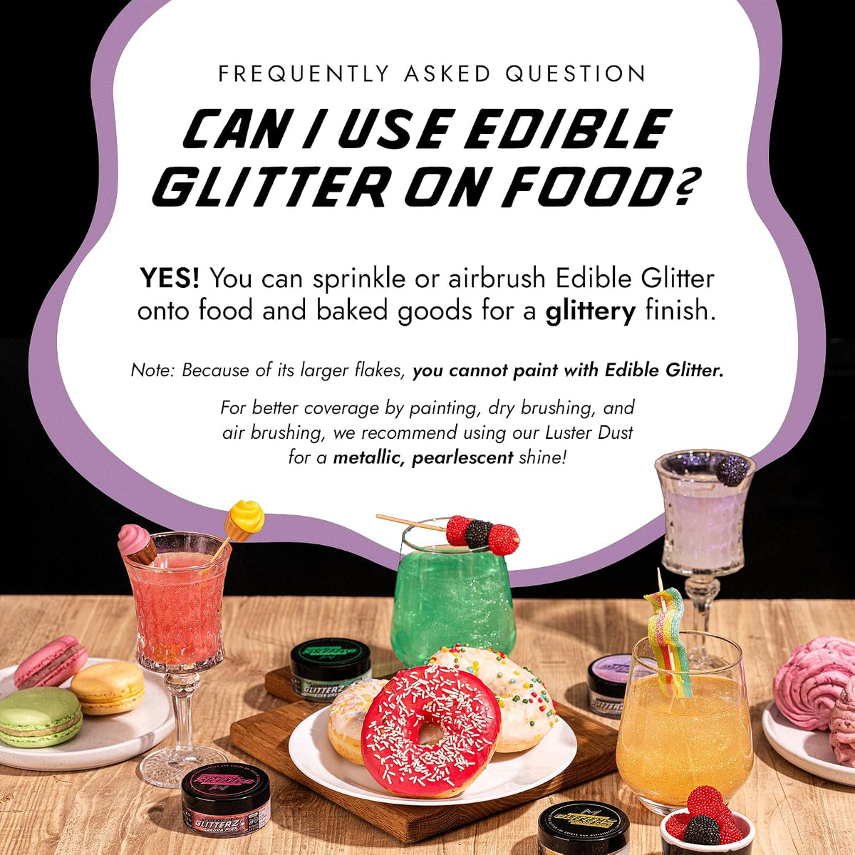 MONÉGASQUE Lavender Edible Glitter for Drinks &amp; Cakes, Drink Glitter, 10g