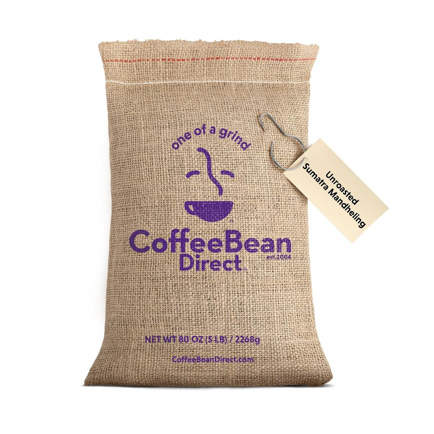 Coffee Bean Direct Unroasted Sumatra Mandheling, 5lb Bag | Raw Arabica Coffee Beans for Home Roasting