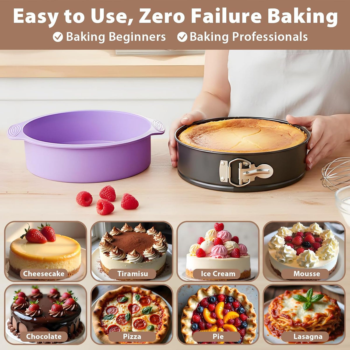 Springform Pan 9 Inch Nonstick Cheesecake Pan with Protector