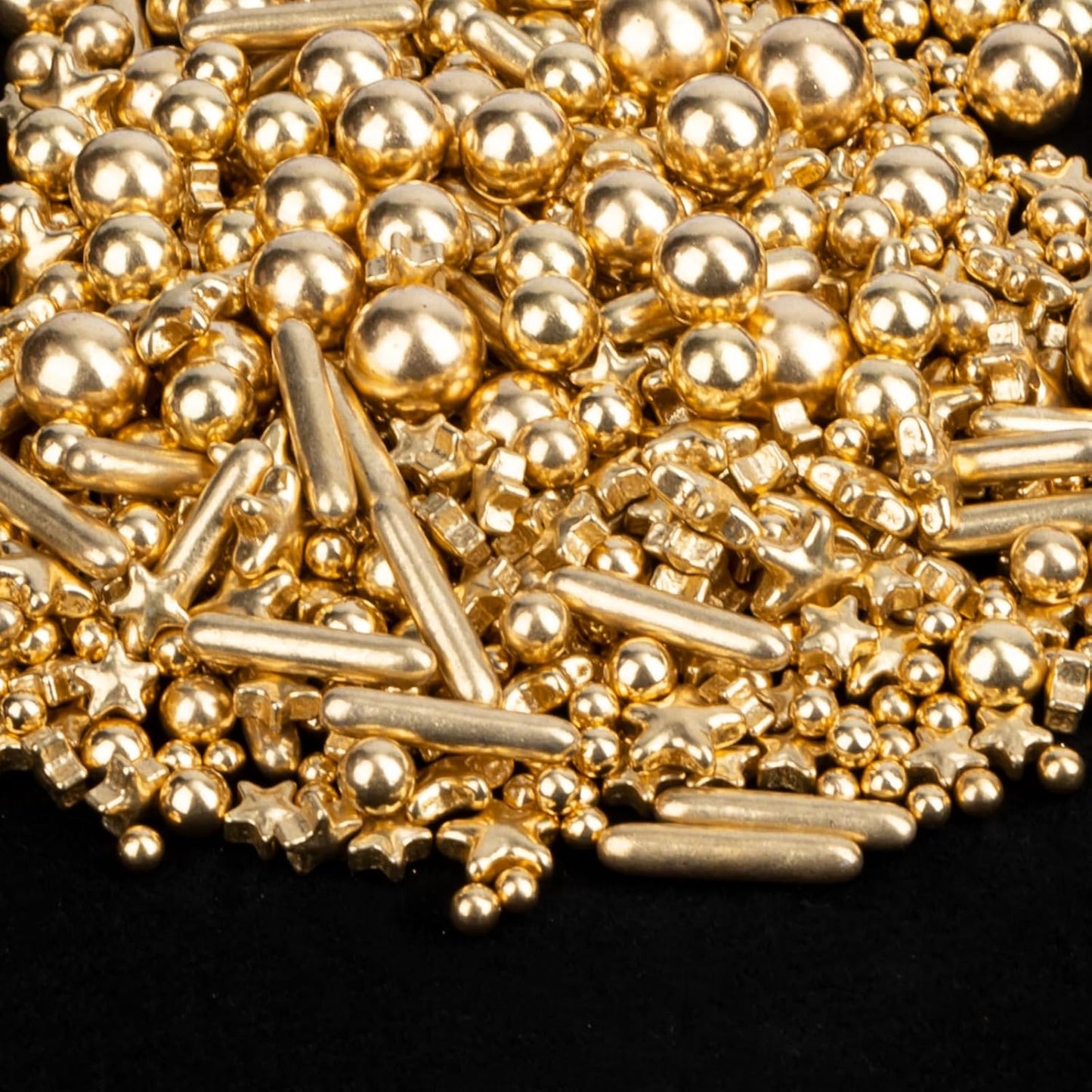 Twisweet Gold Sprinkles 130g, Edible Pearl Sprinkles, Sugar Rods &amp; Stars | Gold cake decorations and star sprinkles for cake toppers, cupcakes, cookies, weddings, birthdays, Christmas &amp; New Year