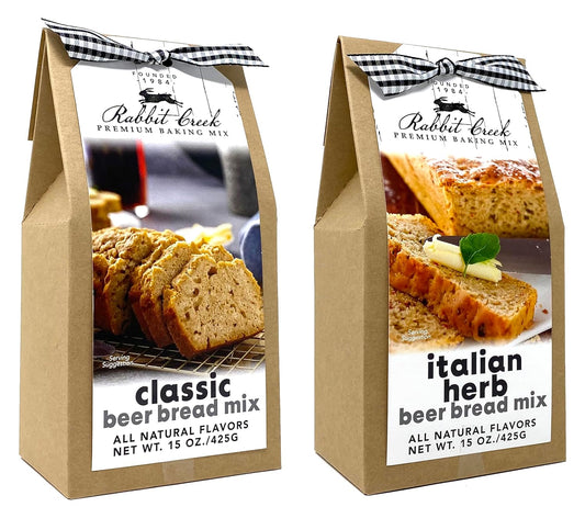 Rabbit Creek Beer Bread Mix Variety Pack of 2 – Classic Beer Bread and Italian Herb Beer Bread Mix, Easy to Make, Breadmaker