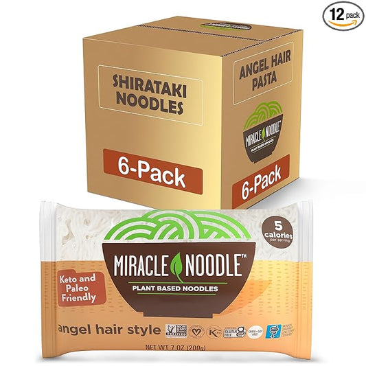 Miracle Noodle Angel Hair Pasta - Plant Based Shirataki Noodles, Keto, Vegan, Gluten-Free, Low Calories, Low Carb, Paleo,