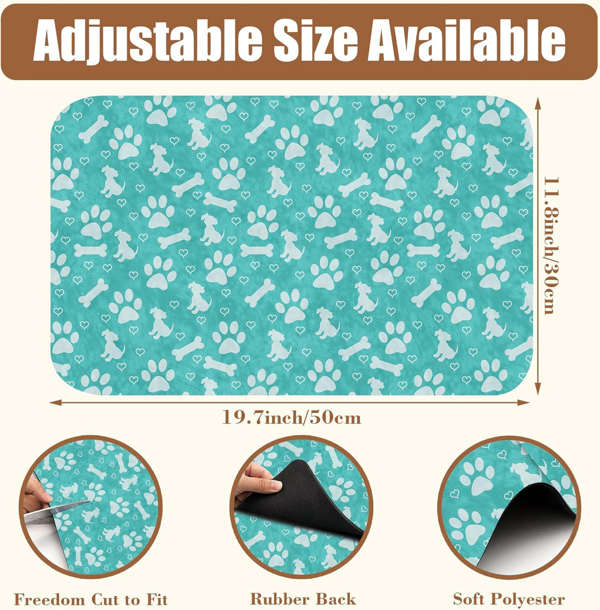 Dish Drying Mat Dog Paws and Bones Coffee Bar Mat for Countertop Absorbent Rubber Backed Hide Stain Dish Drainer Rack Pad Espresso Machine Coffee Pot Dining Room Decoration 11.8 x 19.7 Inch