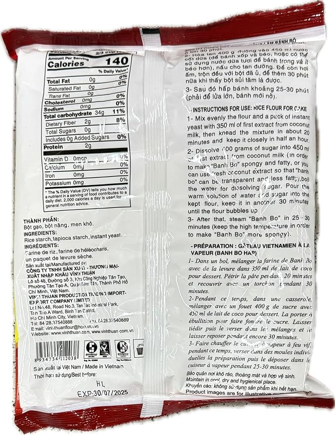 Bot Banh Bo (Rice Flour for Cake) - 14.01oz (Pack of 3)
