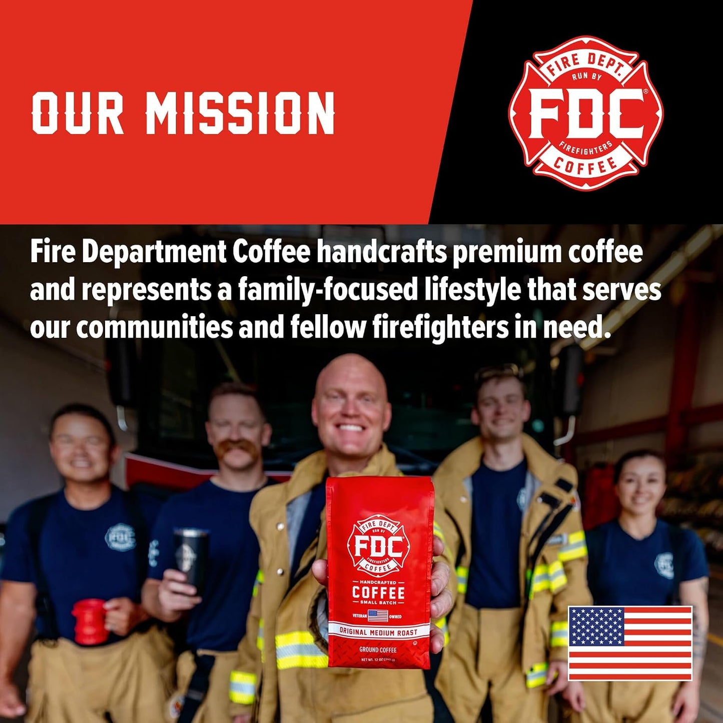 Fire Department Coffee Irish Whiskey Infused Coffee Beans - 12 oz | Gives Back to Firefighters - Medium Roast - Non-Alcoholic - Roasted in the USA - Whole Bean - Veteran Owned