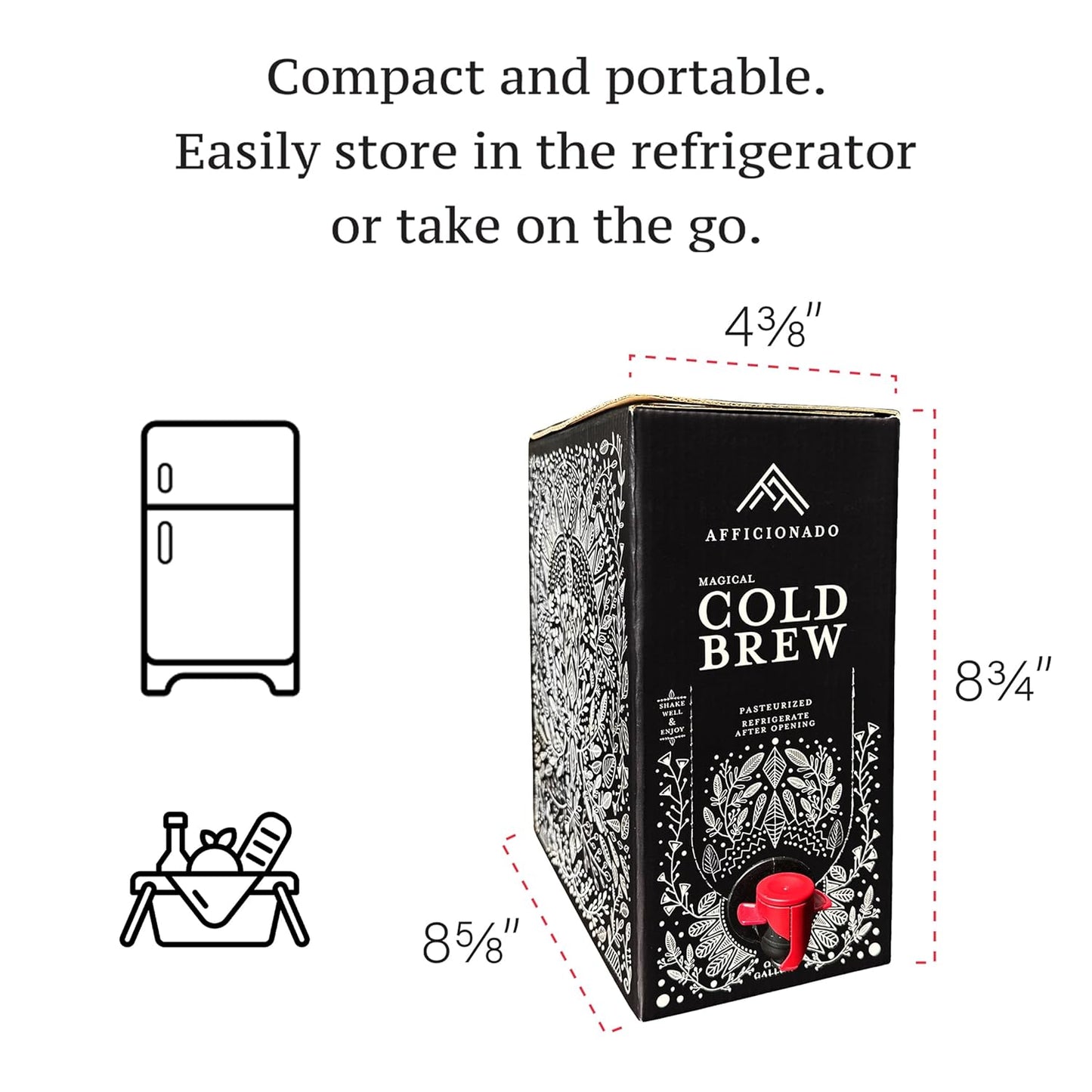 Afficionado Coffee Roasters | Magical Cold Brew | 1 Gallon | Bag in Box | Single Origin Peruvian Coffee | Medium Roast | Ready to Drink | Pasteurized & Shelf-Stable