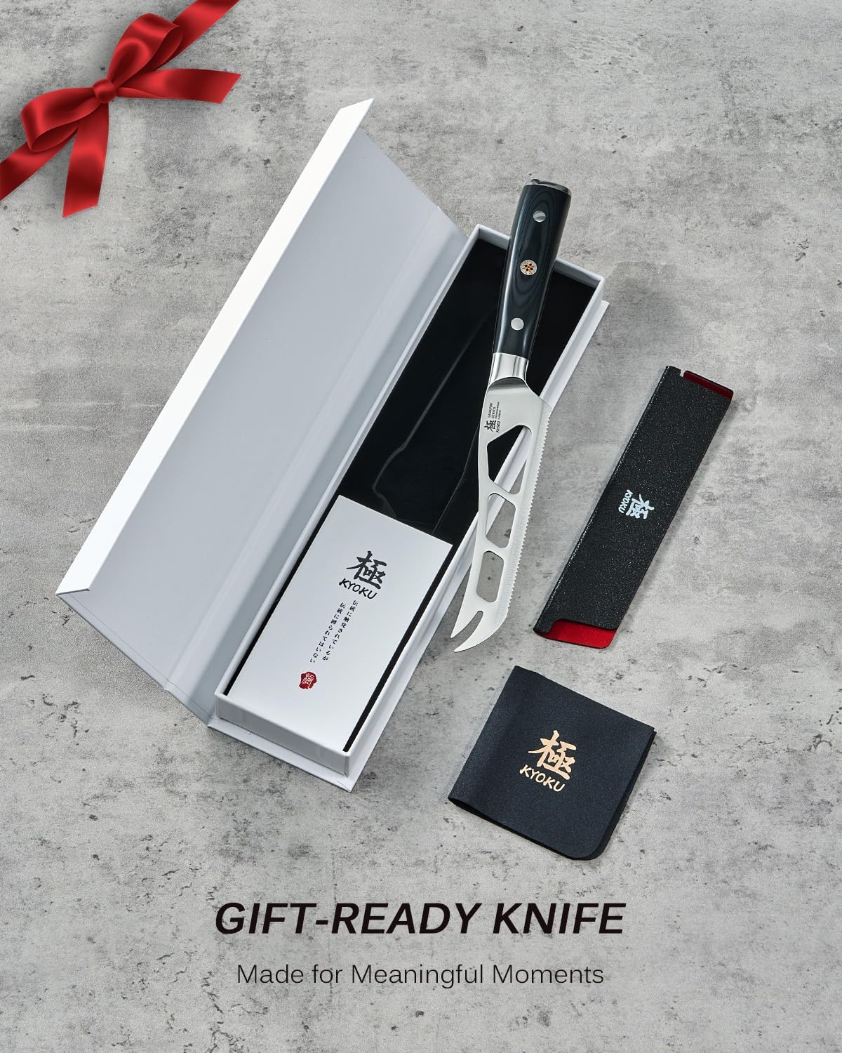 KYOKU 5" Serrated Cheese Knife - German Steel Cheese Slicer with Sheath