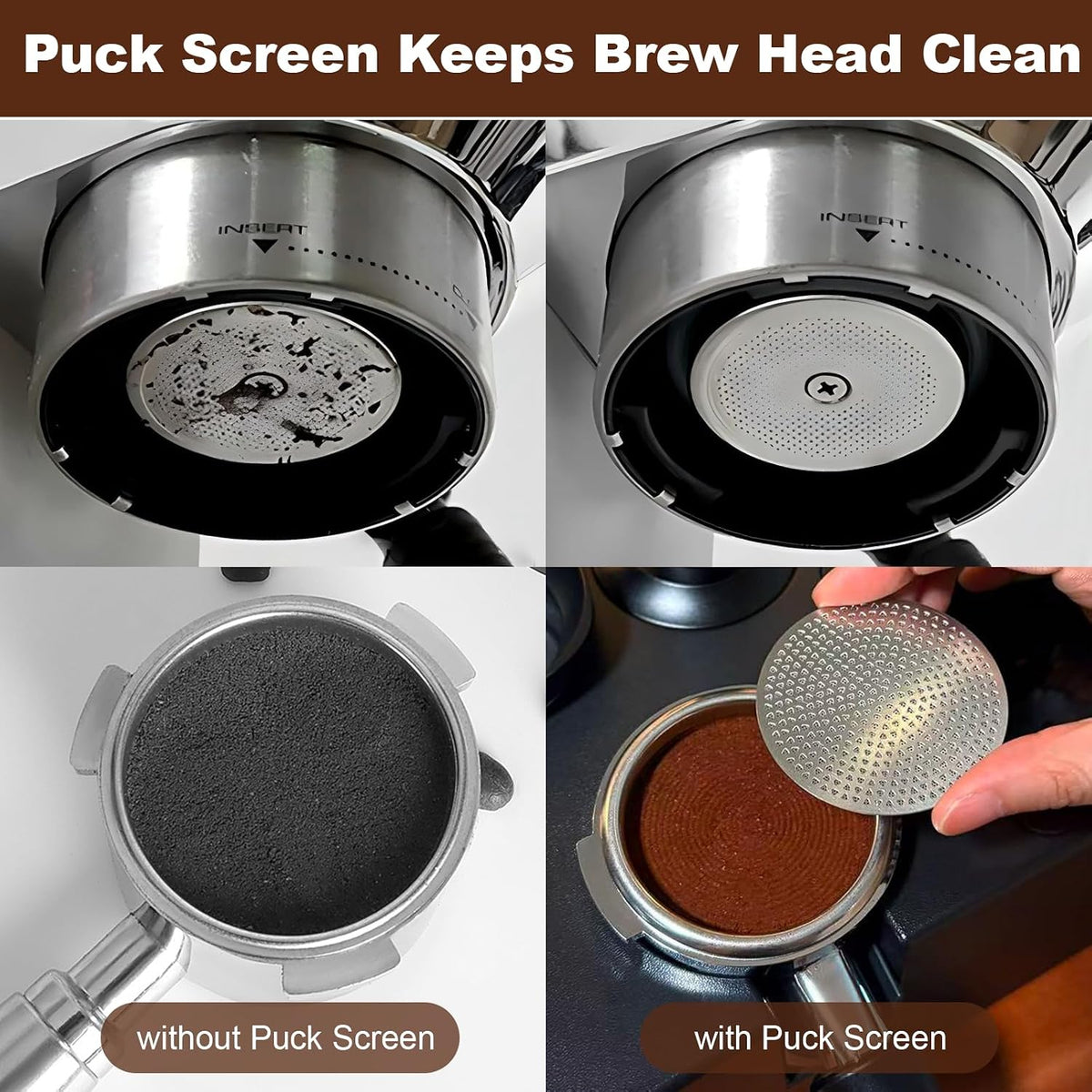 MEION 58mm Bottomless Portafilter with Anodized Aluminum Handle for E61, Rocket, Sanremo, Slayer, Flair 58, ECM, Espresso Portafilter with Stainless Steel 18g Filter Basket and Puck Screen